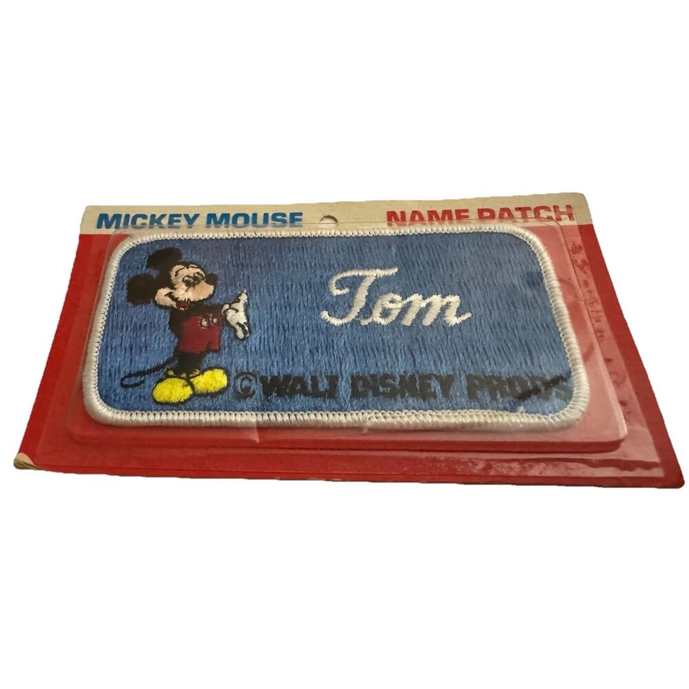 Vintage Mickey Mouse Name Jacket Patch Tom Walt Disney Productions Souvenir NIP - Picture 2 of 5